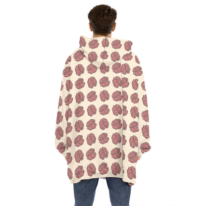 Human Brain Pattern Print Hoodie Blanket