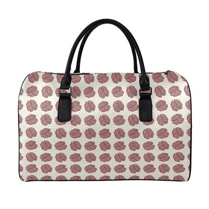 Human Brain Pattern Print Leather Duffle Bag