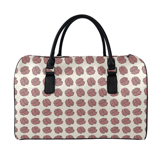 Human Brain Pattern Print Leather Duffle Bag