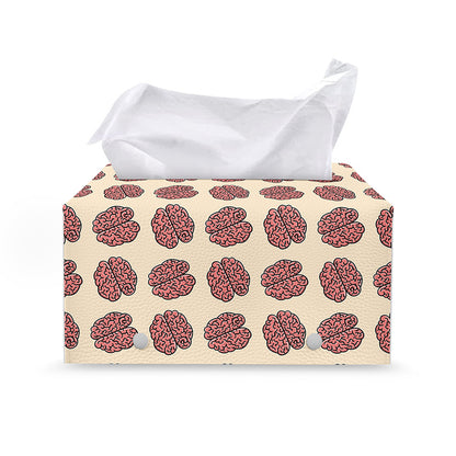 Human Brain Pattern Print Leather Tissue Box Cover