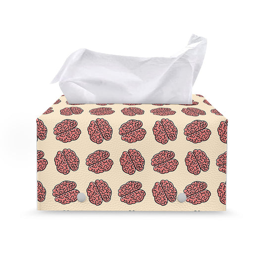 Human Brain Pattern Print Leather Tissue Box Cover