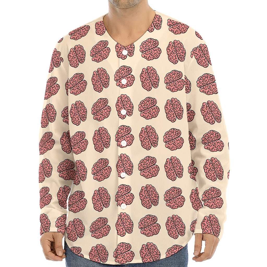 Human Brain Pattern Print Long Sleeve Baseball Jersey