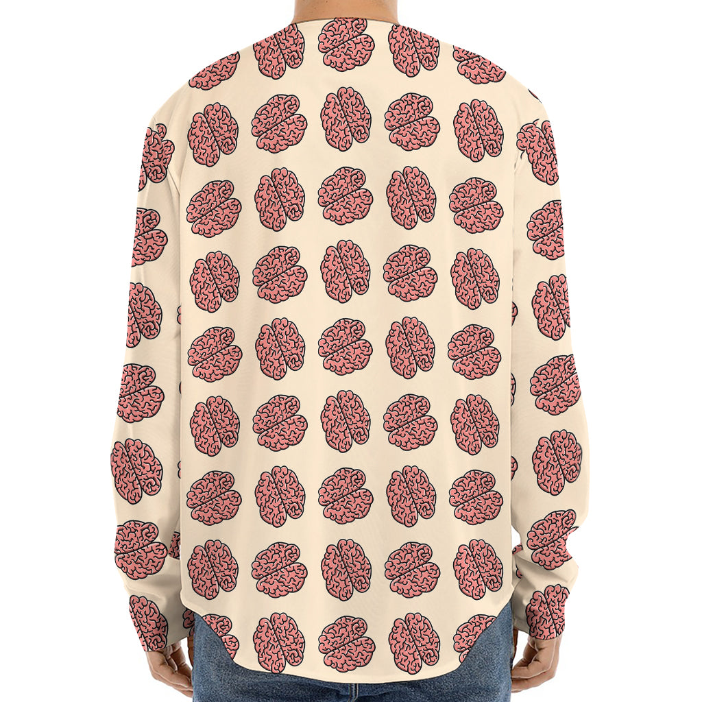 Human Brain Pattern Print Long Sleeve Baseball Jersey