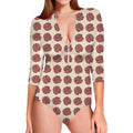 Human Brain Pattern Print Long Sleeve Swimsuit