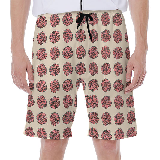 Human Brain Pattern Print Men's Beach Shorts