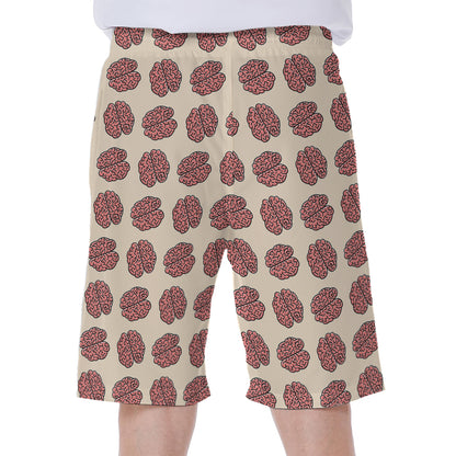 Human Brain Pattern Print Men's Beach Shorts
