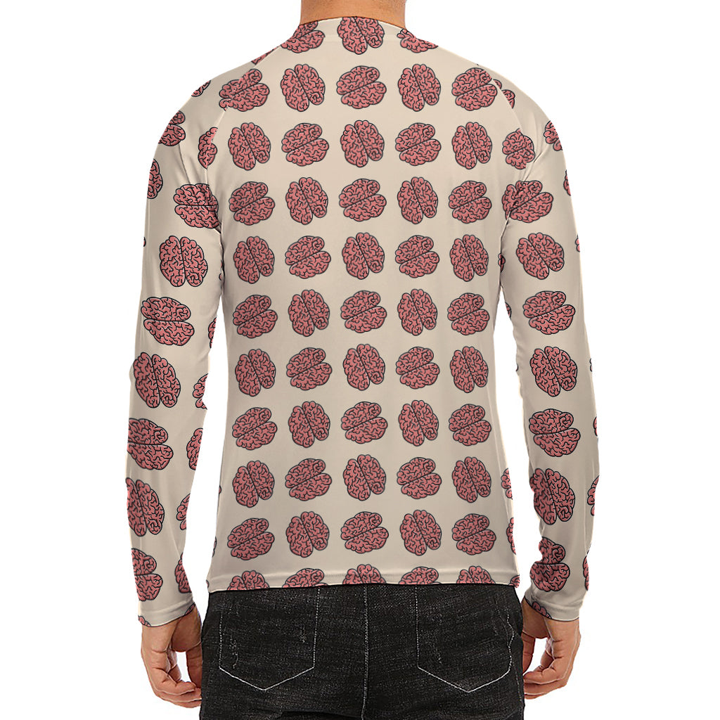 Human Brain Pattern Print Men's Long Sleeve Rash Guard