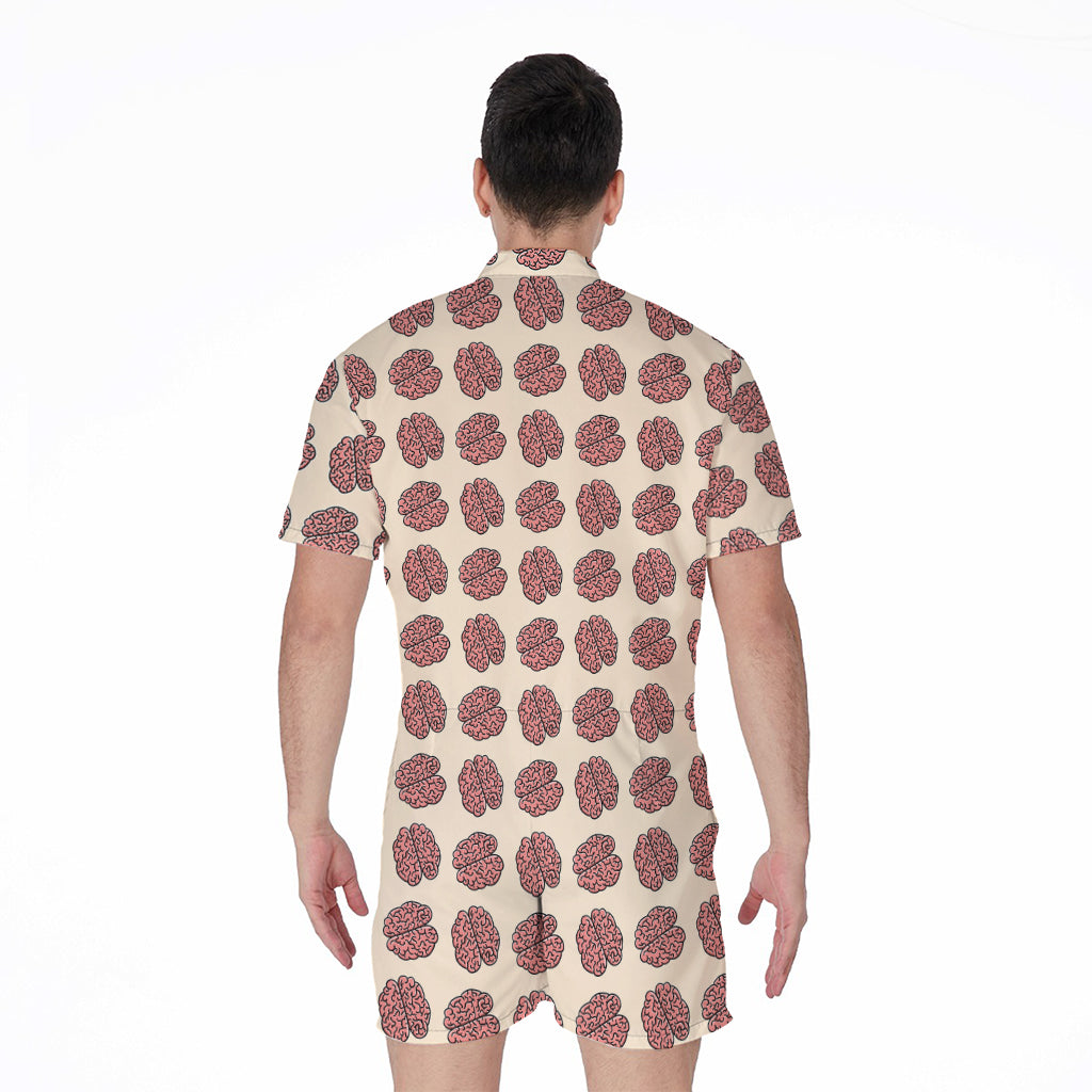 Human Brain Pattern Print Men's Rompers