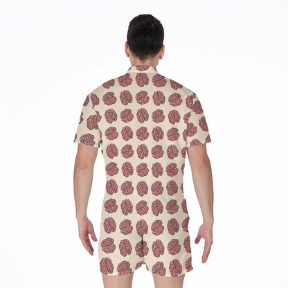 Human Brain Pattern Print Men's Rompers