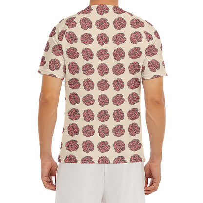 Human Brain Pattern Print Men's Short Sleeve Rash Guard