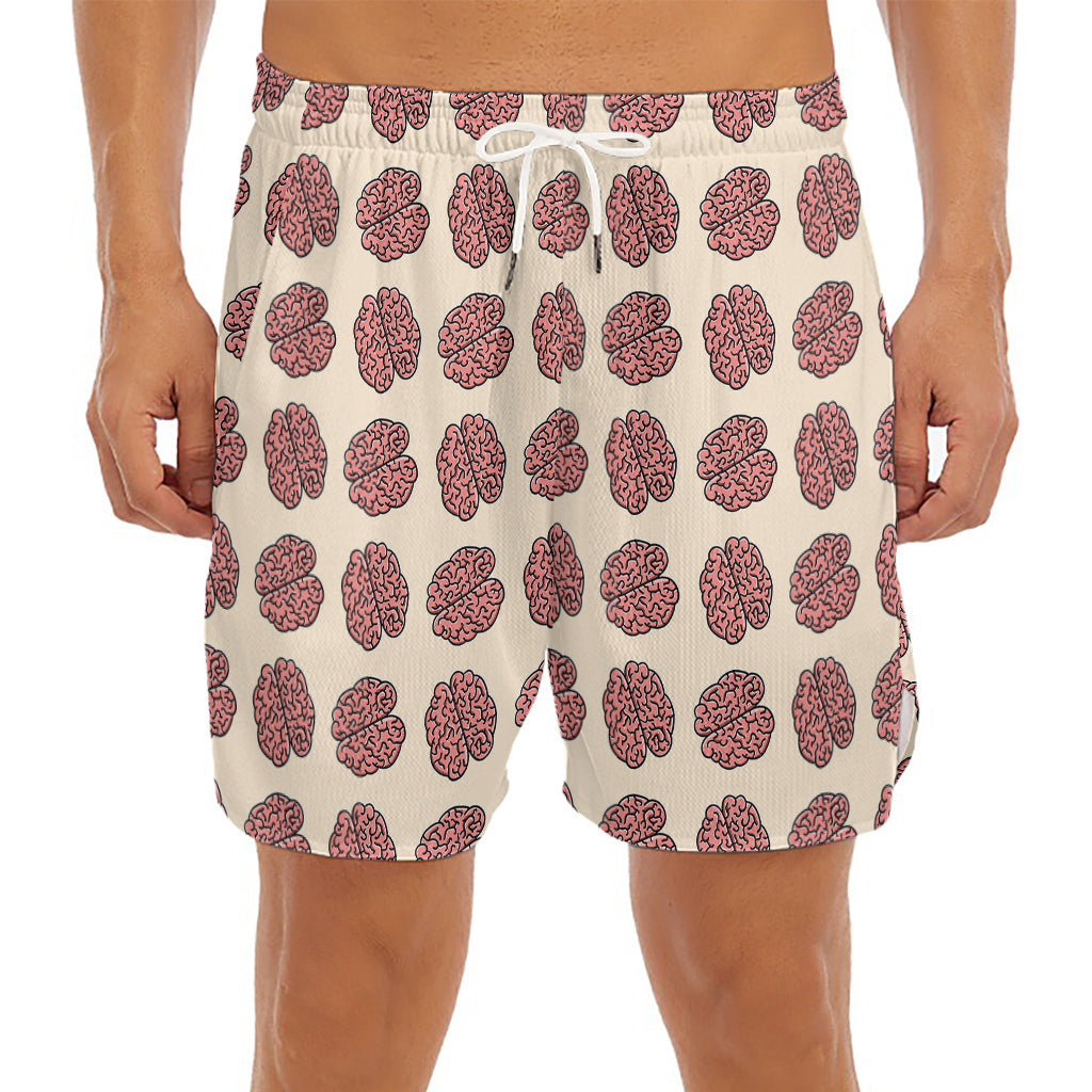 Human Brain Pattern Print Men's Split Running Shorts