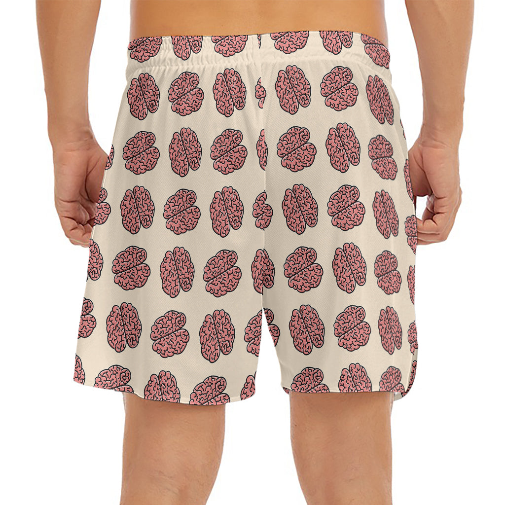 Human Brain Pattern Print Men's Split Running Shorts