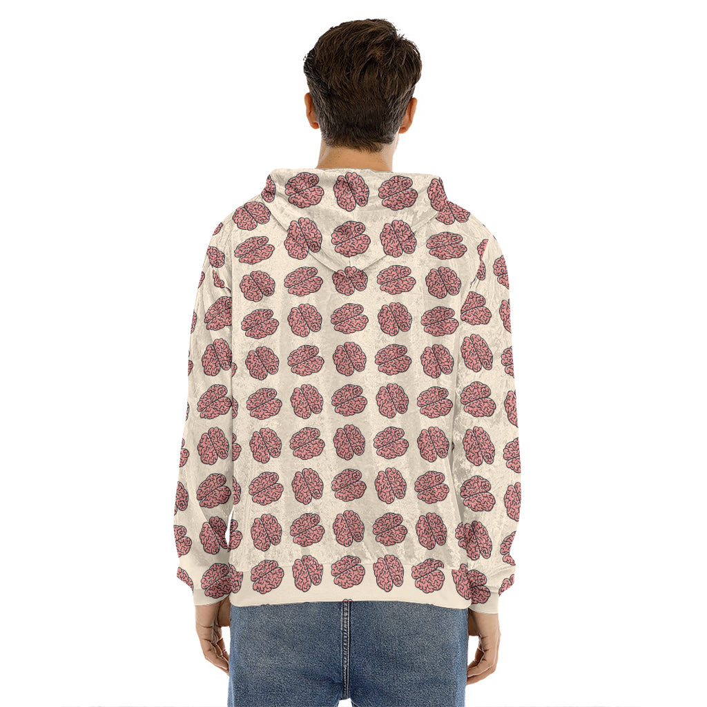 Human Brain Pattern Print Men's Velvet Pullover Hoodie