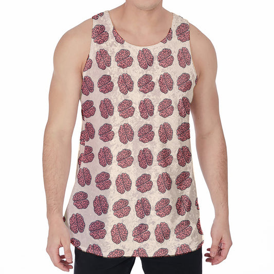 Human Brain Pattern Print Men's Velvet Tank Top