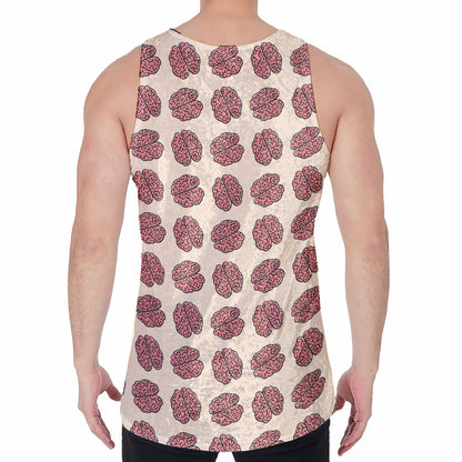 Human Brain Pattern Print Men's Velvet Tank Top