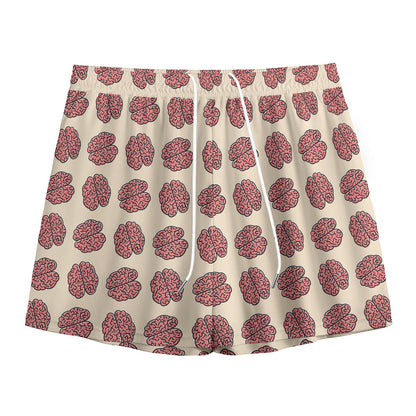 Human Brain Pattern Print Mesh Shorts