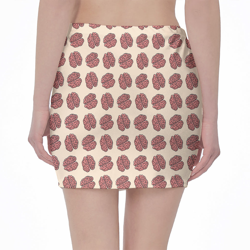 Human Brain Pattern Print Pencil Mini Skirt