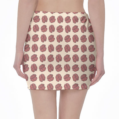 Human Brain Pattern Print Pencil Mini Skirt