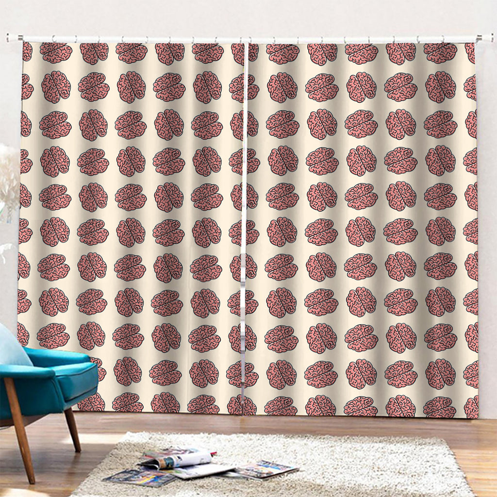 Human Brain Pattern Print Pencil Pleat Curtains