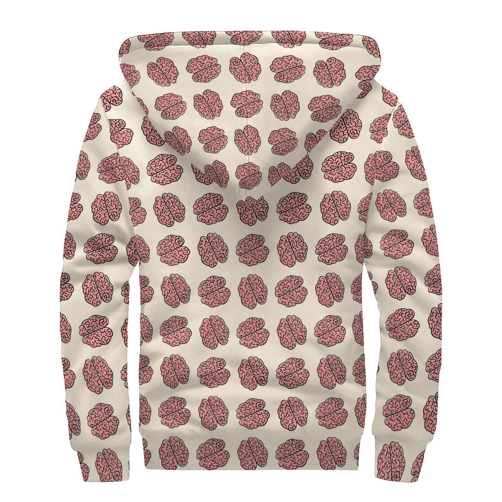 Human Brain Pattern Print Sherpa Lined Zip Up Hoodie