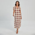 Human Brain Pattern Print Short Sleeve Maxi Dress