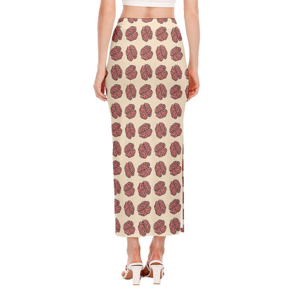 Human Brain Pattern Print Side Slit Maxi Skirt