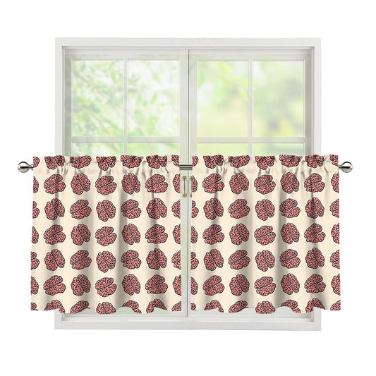 Human Brain Pattern Print Tier Curtains