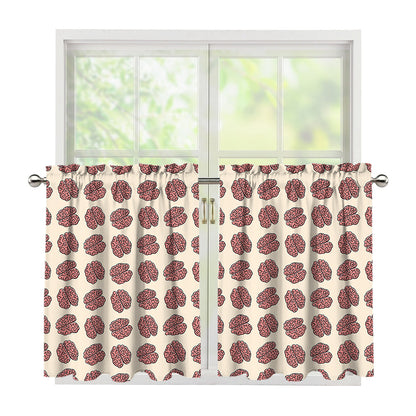Human Brain Pattern Print Tier Curtains