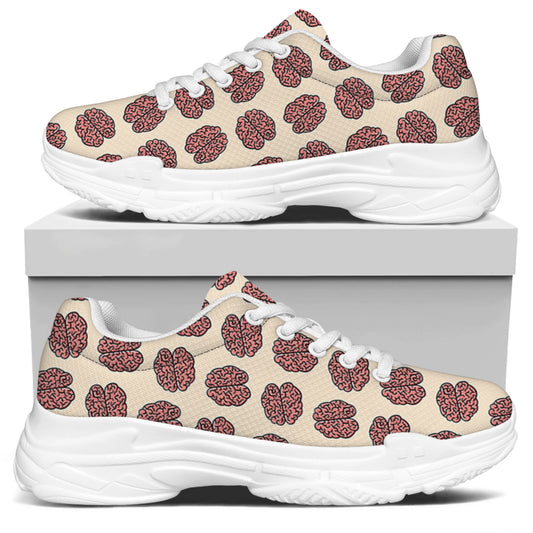 Human Brain Pattern Print White Chunky Shoes