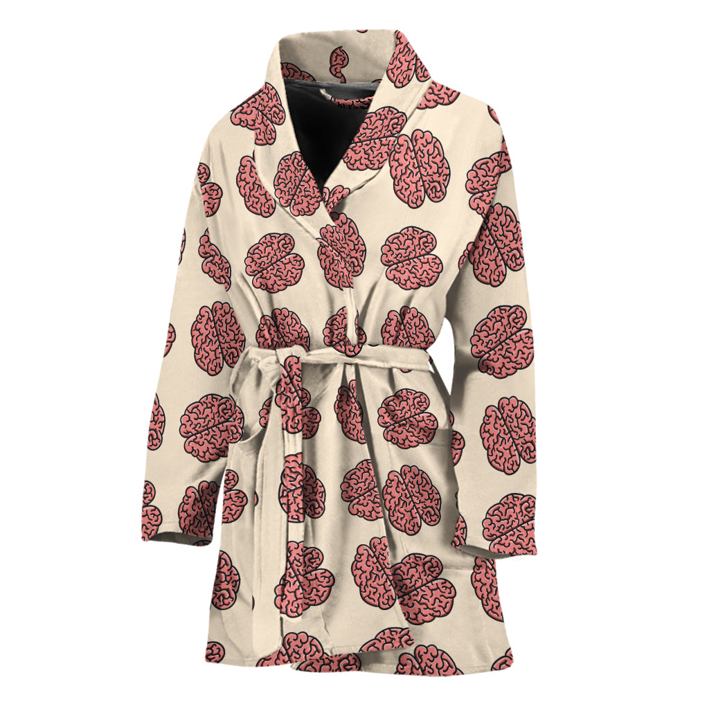 Human Brain Pattern Print Women's Bathrobe