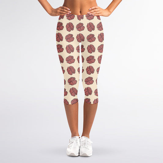 Human Brain Pattern Print Women's Capri Leggings