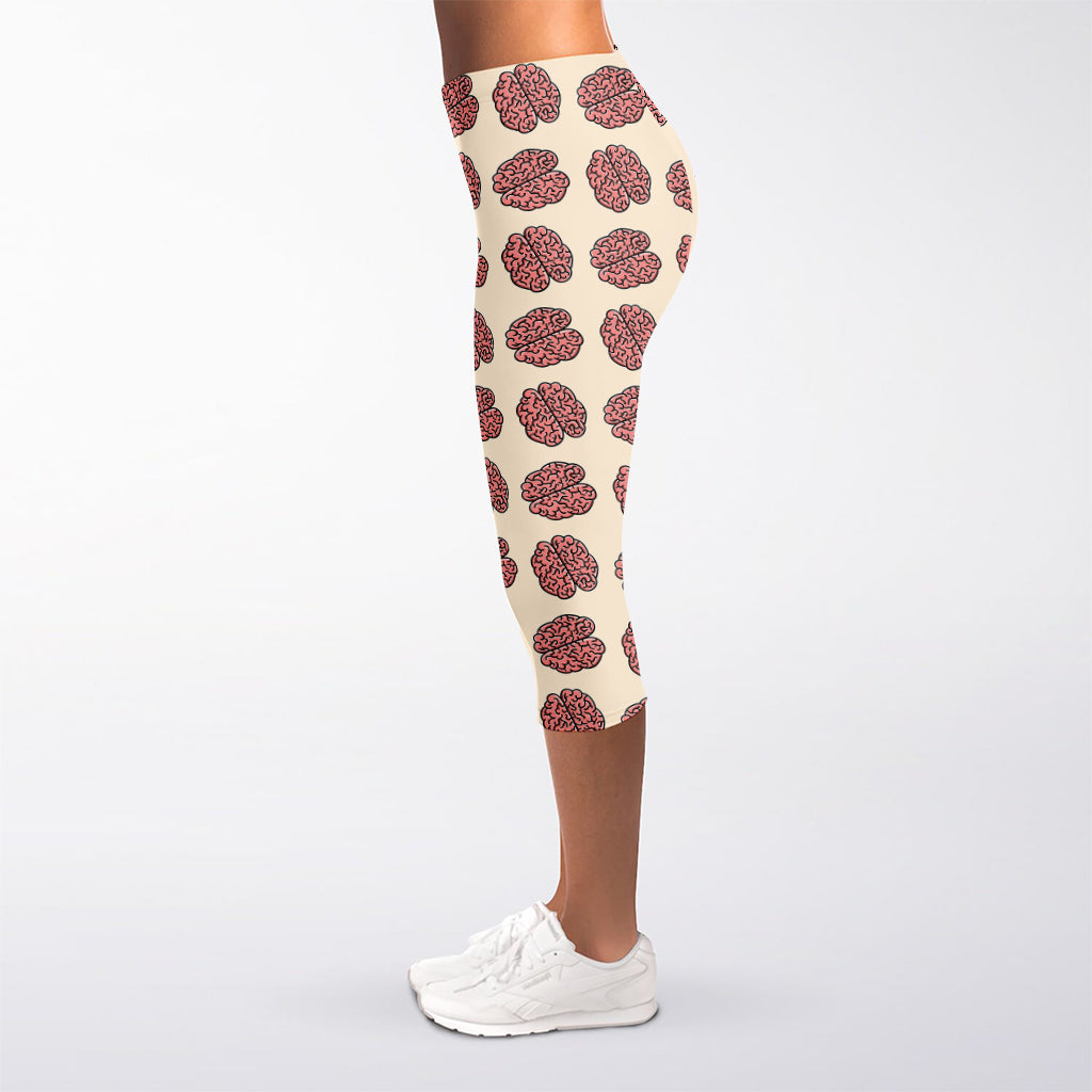 Human Brain Pattern Print Women's Capri Leggings