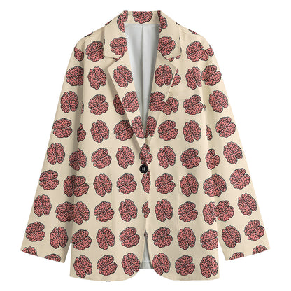 Human Brain Pattern Print Women's Cotton Blazer