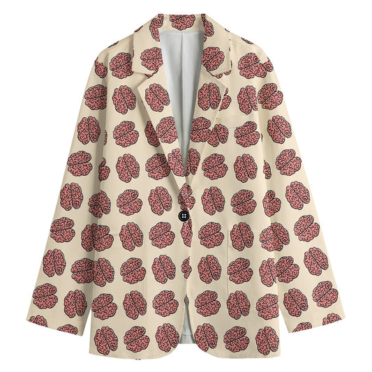 Human Brain Pattern Print Women's Cotton Blazer