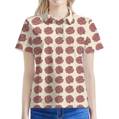 Human Brain Pattern Print Women's Polo Shirt