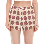 Human Brain Pattern Print Women's Split Running Shorts