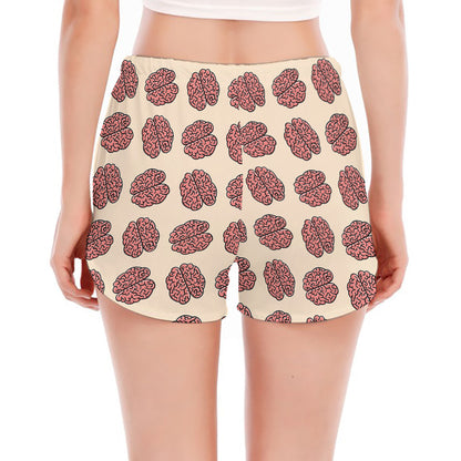 Human Brain Pattern Print Women's Split Running Shorts