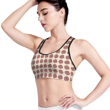 Human Brain Pattern Print Women's Sports Bra