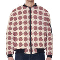 Human Brain Pattern Print Zip Sleeve Bomber Jacket
