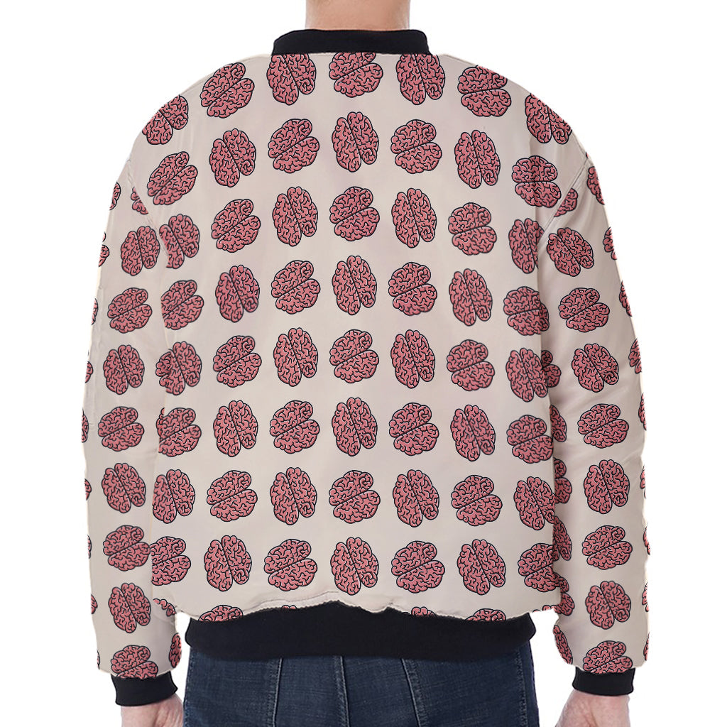 Human Brain Pattern Print Zip Sleeve Bomber Jacket