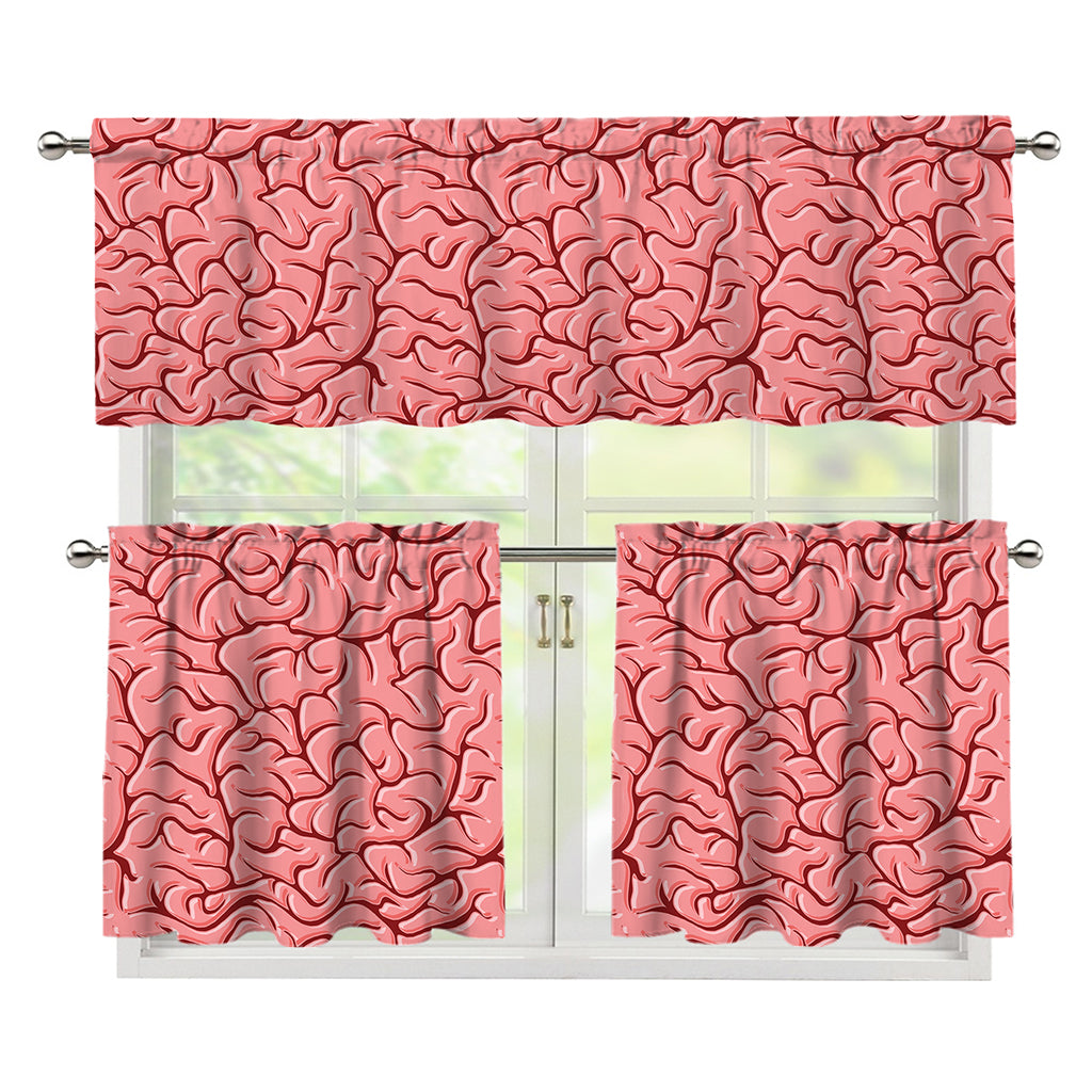 Human Brain Print 3 Piece Kitchen Curtains