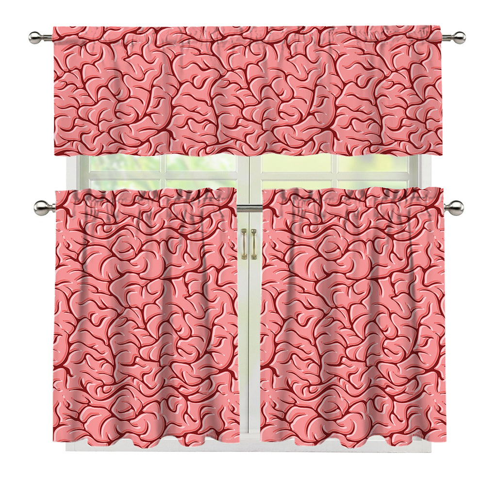 Human Brain Print 3 Piece Kitchen Curtains