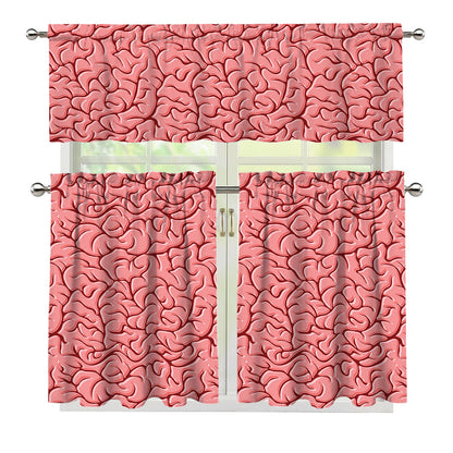 Human Brain Print 3 Piece Kitchen Curtains