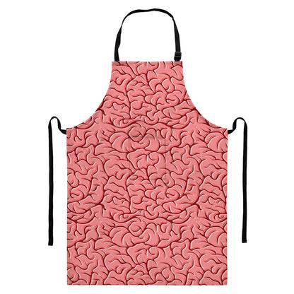 Human Brain Print Bib Apron With Pocket