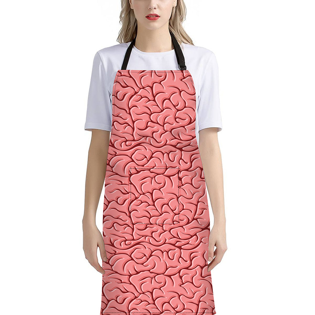 Human Brain Print Bib Apron With Pocket