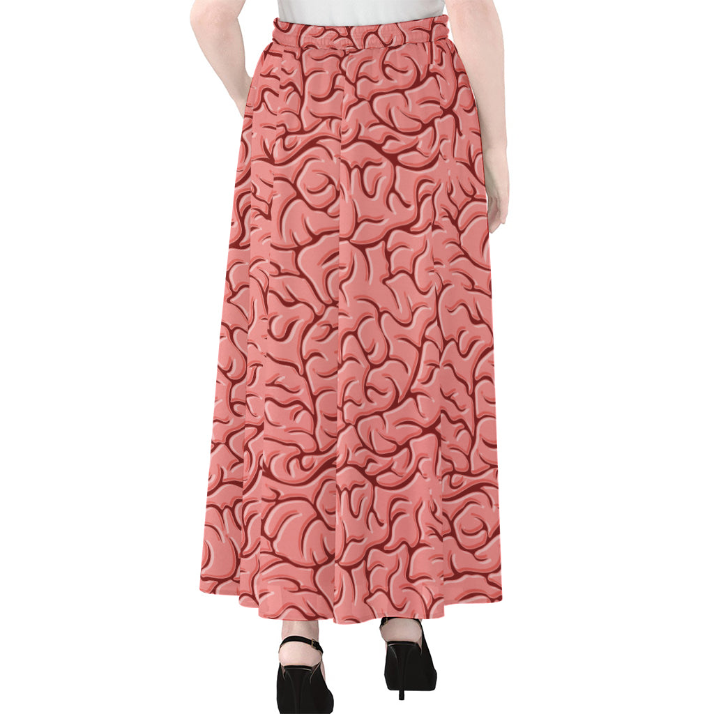 Human Brain Print Chiffon Maxi Skirt
