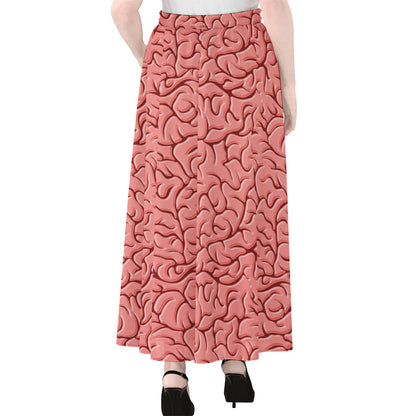 Human Brain Print Chiffon Maxi Skirt