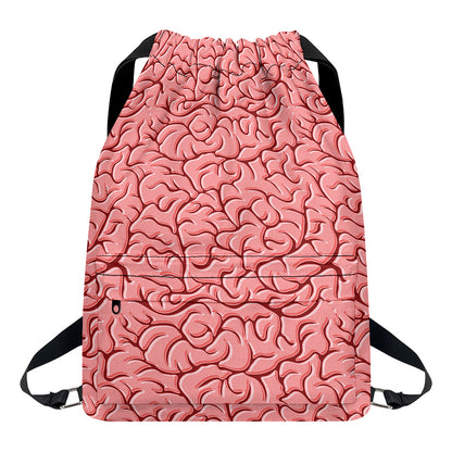 Human Brain Print Drawstring Backpack
