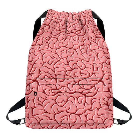 Human Brain Print Drawstring Backpack