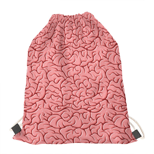 Human Brain Print Drawstring Bag